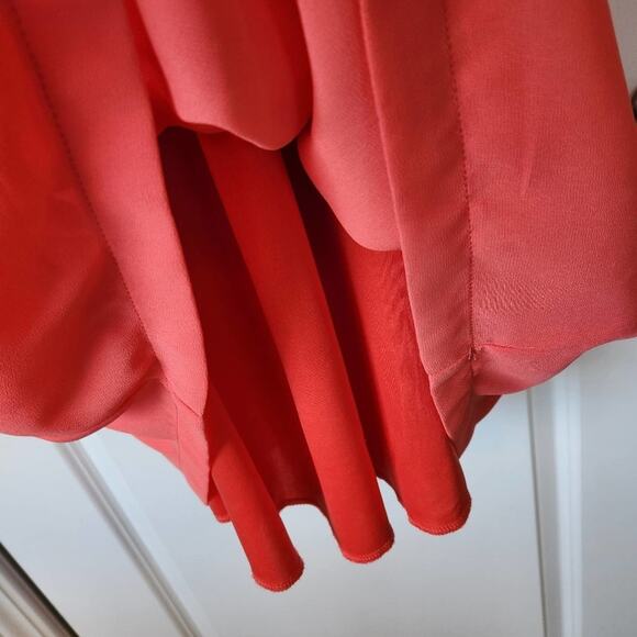 YA LOS ANGELES Coral Orange Silk Blend High-Neck Lined Mini Dress Womens Large L - Picture 10 of 12